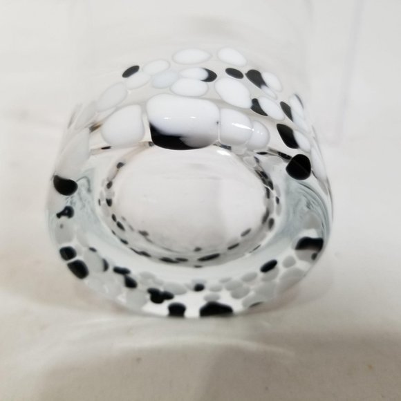 Hand Blown Rock Glass Speckled Dot Black White - Picture 5 of 7